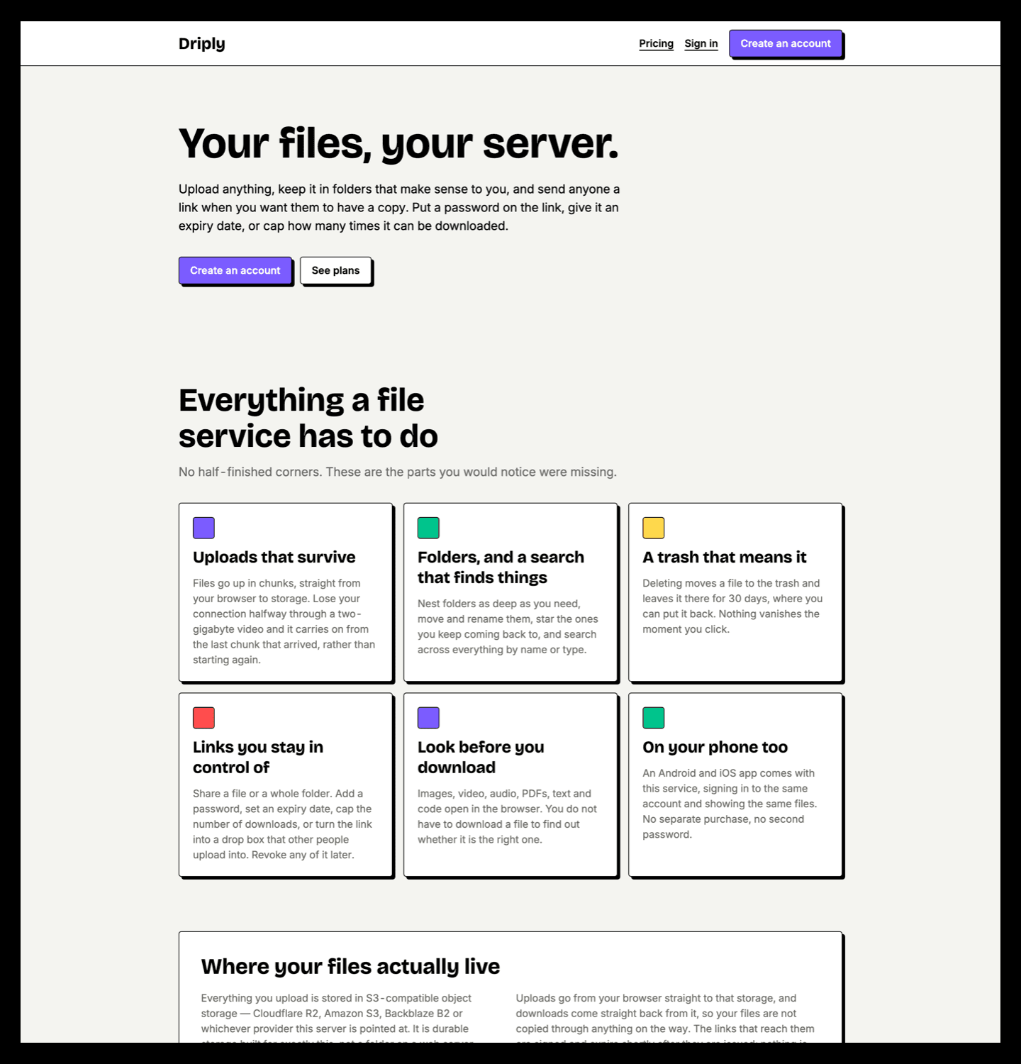 Driply landing page