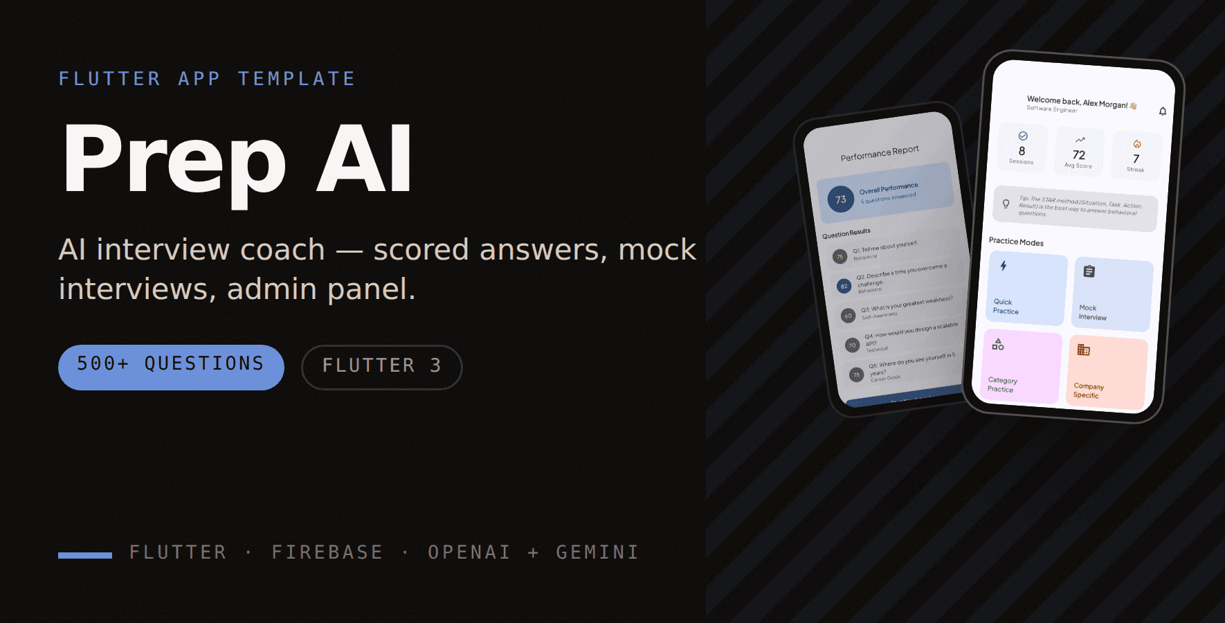 Prep AI — Flutter · OpenAI app template preview