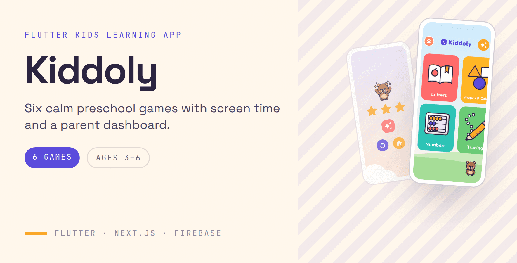 Kiddoly — Flutter · Kids app template preview